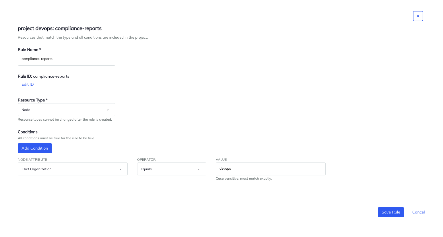 Create project rule interface
